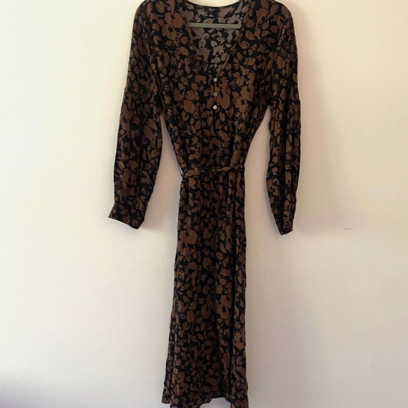 RAILS Fabian Midi Dress, Floral Print, Black & Brown,  XS - Picture 3 of 5